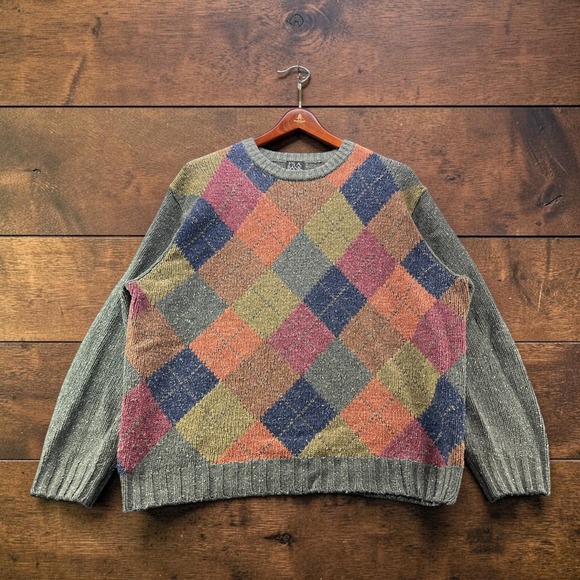 Jos. A. Bank Other - Jos A Bank Executive Collection Mens Lambswool Argyle Crewneck Sweater Grey XXL
